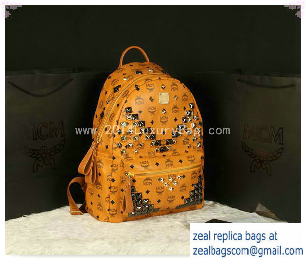 High Quality Replica MCM Stark Backpack Jumbo in Calf Leather 8100 Camel - Click Image to Close